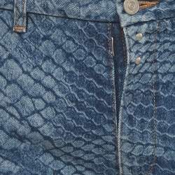Pre Owned MM6 Maison Margiela Blue Snake Print Denim Jeans M/Waist 33" 