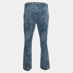 Pre Owned MM6 Maison Margiela Blue Snake Print Denim Jeans M/Waist 33" 
