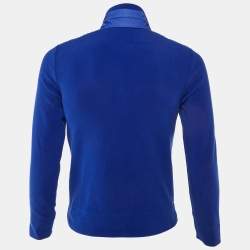 Pre Owned Moncler Grenoble Blue Nylon & Fleece Zip Up Cardigan S