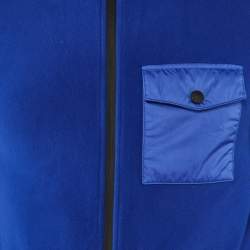 Pre Owned Moncler Grenoble Blue Nylon & Fleece Zip Up Cardigan S
