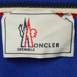Pre Owned Moncler Grenoble Blue Nylon & Fleece Zip Up Cardigan S