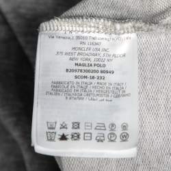 Moncler Grenoble Grey Cotton Logo Applique Zip Front Polo T-Shirt XXL