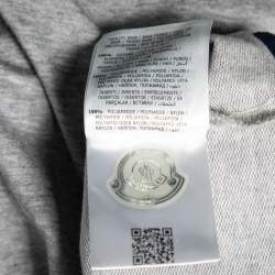 Moncler Grenoble Grey Cotton Logo Applique Zip Front Polo T-Shirt XXL