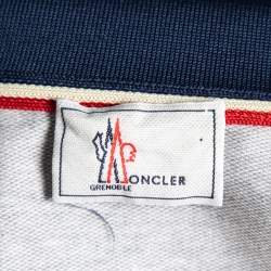 Moncler Grenoble Grey Cotton Logo Applique Zip Front Polo T-Shirt XXL