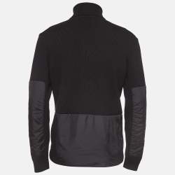 Moncler Grenoble Black Wool Blend Knit Paneled Turtleneck Sweater L