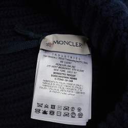 Moncler Navy Blue Ribbed Wool & Synthetic Pocket Patch Detail Beanie 