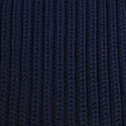 Moncler Navy Blue Ribbed Wool & Synthetic Pocket Patch Detail Muffler 