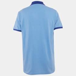 Moncler Blue Cotton Pique Polo T-Shirt XXL