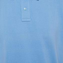 Moncler Blue Cotton Pique Polo T-Shirt XXL