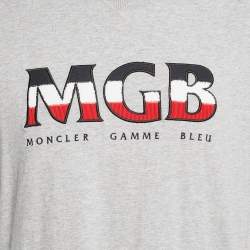 Moncler Grey Cotton Logo Applique Crew Neck L