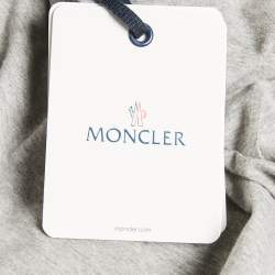 Moncler Grey Cotton Logo Applique Crew Neck L