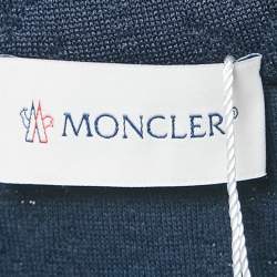Moncler Navy Blue Monogram Quilted Zip-Up Jacket XL