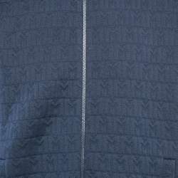 Moncler Navy Blue Monogram Quilted Zip-Up Jacket XL
