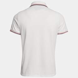 Pre Owned Moncler White Cotton Pique Short Sleeve Polo T-Shirt M