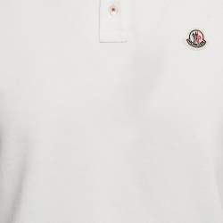 Pre Owned Moncler White Cotton Pique Short Sleeve Polo T-Shirt M
