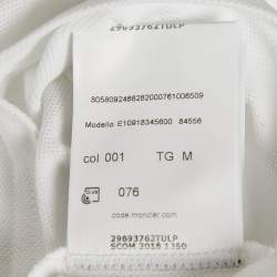 Pre Owned Moncler White Cotton Pique Short Sleeve Polo T-Shirt M
