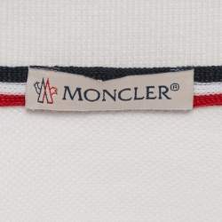 Pre Owned Moncler White Cotton Pique Short Sleeve Polo T-Shirt M