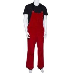 Moncler Grenoble Red Corduroy Straight Fit Overalls S