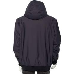 Moncler Dark Blue Down Synthetic Derva Hooded Zip Front Jacket XXL