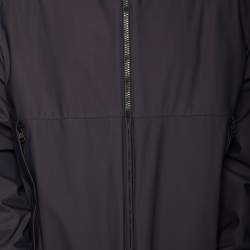 Moncler Dark Blue Down Synthetic Derva Hooded Zip Front Jacket XXL