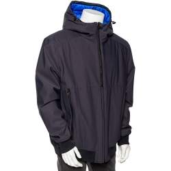 Moncler Dark Blue Down Synthetic Derva Hooded Zip Front Jacket XXL