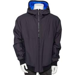 Moncler Dark Blue Down Synthetic Derva Hooded Zip Front Jacket XXL