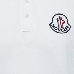 Pre Owned Moncler White Cotton Pique Logo Embroidered Polo T-Shirt S