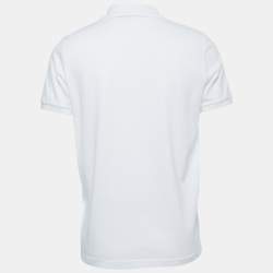 Pre Owned Moncler White Cotton Pique Logo Embroidered Polo T-Shirt S