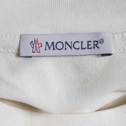 Pre Owned Moncler Cream Cotton Studded Logo Crew Neck T-Shirt XL