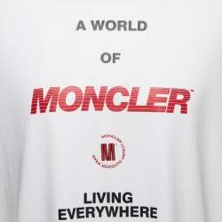 Moncler White Typography Print Cotton Crew Neck T-Shirt L