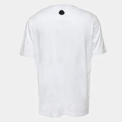 Moncler White Typography Print Cotton Crew Neck T-Shirt L