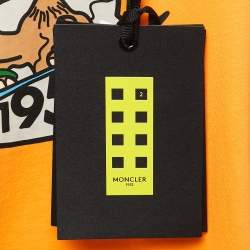 Pre Owned Moncler Genius Orange 1952 Sand Board Print Cotton T-Shirt L