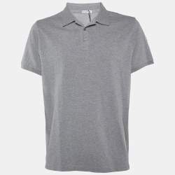 Pre Owned Moncler Grey Cotton Pique Polo T-Shirt XXL