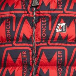 Moncler Red/Black Printed Nylon Frioland Down Jacket L