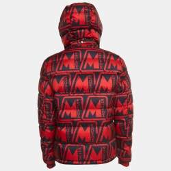 Moncler Red/Black Printed Nylon Frioland Down Jacket L