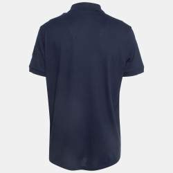 Moncler Navy Blue Embroidered Cotton Short Sleeve Polo T-Shirt XXL