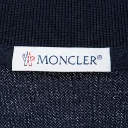Moncler Navy Blue Embroidered Cotton Short Sleeve Polo T-Shirt XXL