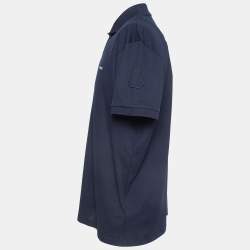 Moncler Navy Blue Embroidered Cotton Short Sleeve Polo T-Shirt XXL
