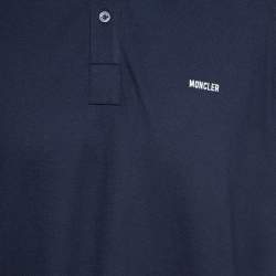 Moncler Navy Blue Embroidered Cotton Short Sleeve Polo T-Shirt XXL