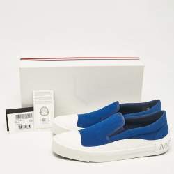 Moncler Blue Denim Petit Leave No Trace Slip On Sneakers Size 45