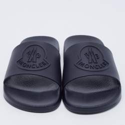 Moncler Navy Blue Rubber Basile Pool Slides Size 41
