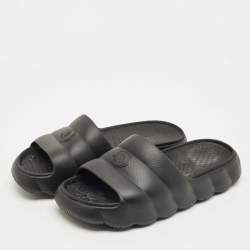 Pre Owned Moncler Black Rubber Lilo Pool Slide Size 42