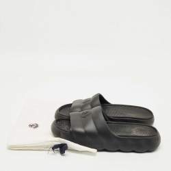 Pre Owned Moncler Black Rubber Lilo Pool Slide Size 42