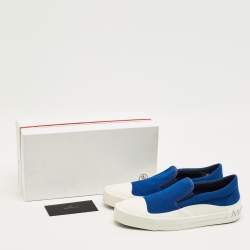 Pre Owned Moncler Blue Canvas Glisserie Slip On Sneakers Size 45