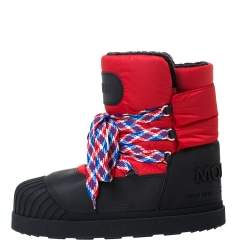 Moncler Uranus Red/Black Leather and Nylon Moon Boots Size 43