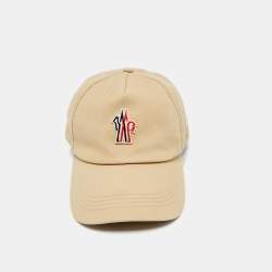 Pre Owned Moncler Beige Logo Applique Cotton Baseball Cap Size 55-62