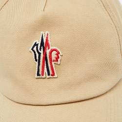 Pre Owned Moncler Beige Logo Applique Cotton Baseball Cap Size 55-62