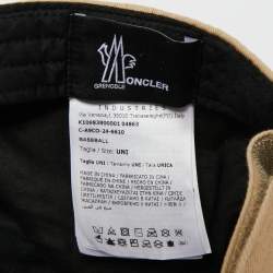 Pre Owned Moncler Beige Logo Applique Cotton Baseball Cap Size 55-62