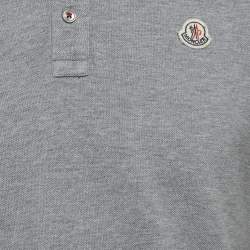 Pre Owned Moncler Grey Cotton Pique Logo Patch Polo T-Shirt L