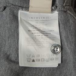 Pre Owned Moncler Grey Cotton Pique Logo Patch Polo T-Shirt L